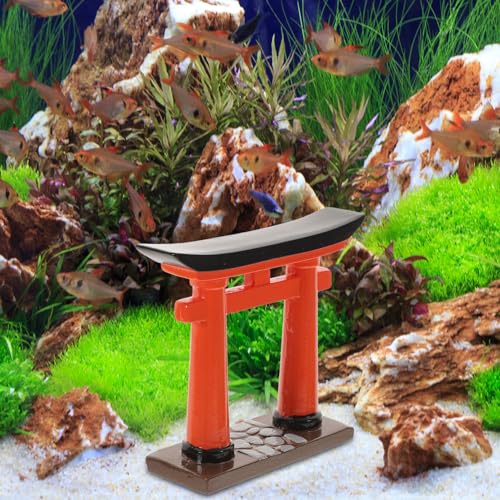 HANABASS Japanese Torii Gate Miniature Shrine Fairy Garden Decor Zen Garden Japan Torii Gate Bridge Landscape Ornament for Aquarium Fish Tank Decor