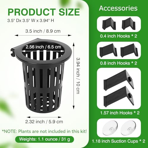 Borlech 2025 New Upgraded Large Aquarium Plant Holder with 1.57-inch Extension Hooks and Suction Cups for Fish Tank Aquaponic Plant Cultivation and Aquascape Accessories Decorations (2 PCS) - color: Black-2 Pieces
