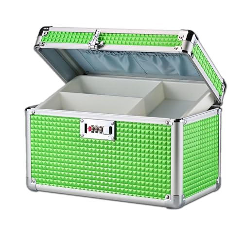 Portable Combination Lock Storage Box with Handle – Multipurpose Locking Case for Home & Outdoor Use, Secure Storage for Accessories, Medicine, Cosmetics, Toys & Tools (Green, Medium) - color: Green, size: Medium
