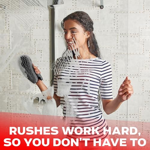 Scrub Brush Set of 3pcs - Cleaning Shower Scrubber with Ergonomic Handle and Durable Bristles - Grout Cleaner Brush - Scrub Brushes for Cleaning Bathroom/Shower/Tile/Kitchen/Floor/Bathtub/Carpet - color: Black, Set of 3