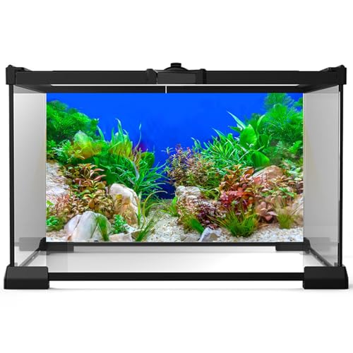 Aquarium Background Green Aquatic Plant Stone River Bed and Lake Fish Tank Background Decor Underwater Grass Leaves with Pebble Aquarium Backdrop Perfect Fish Tank Decors Vinyl 24x12in - color: Blue Green, size: 24(W)x12(H)inches/ 60(W)*30cm(H)