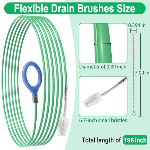 ecocstm Auto Sunroof Drain Cleaning Tool, 196 Inch Flexible Tube Cleaning Brush, Flexible Drain Brush Extra Long Pipe Cleaners for Car, Car Sunroof Drain Hole Cleaner for Drains, Sewers, Windshields - size: 196 Inch