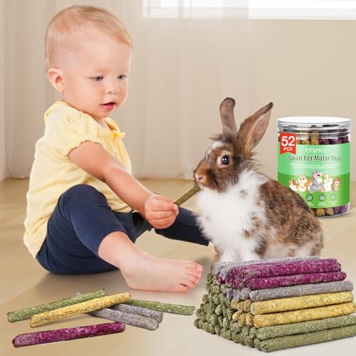 VESPRO 208Pcs Rabbit Chew Sticks, Guinea Pig Toys, Natural Timothy Grass Molar Teeth Stick, Mixing Flowers, Roses, Calendula and Forget Me Not, Small Animals Treats - size: 1 Count (Pack of 208)