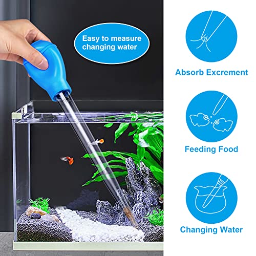 Manual Fish Tank Water Changer Aquarium Dropper, 30ml Aquarium Clean Pipette Dropper, Fish Tank Cleaning Waste Remover, Aquarium Gravel Cleaning Straw, Blue - color: Blue