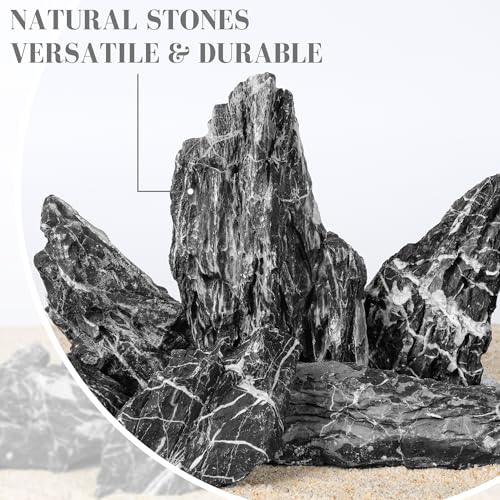 6.1-8.1 Inches Natural Seiryu Stone, 6 PCS Large Aquarium Rocks for Aquascaping, Iwagumi Layouts, Terrariums & Aquarium Décor