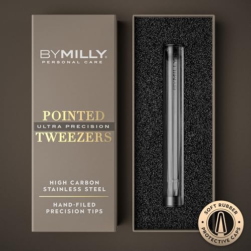 Pointed Tweezers | High Carbon Stainless Steel Needle Nose | Fine Point Precision Hair Removal | Perfectly Aligned & Hand-Filed Sharp | Silver - color: Silver