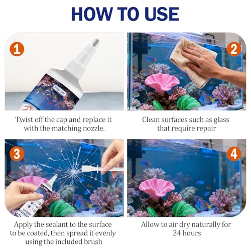 Aquarium Safe Silicone,Aquarium Silicone Transparent Underwater Sealant Waterproof, Strong Adhesion, Excellent Flexibility, Suitable for Underwater bonding in Aquariums (50ml) - size: 50ml