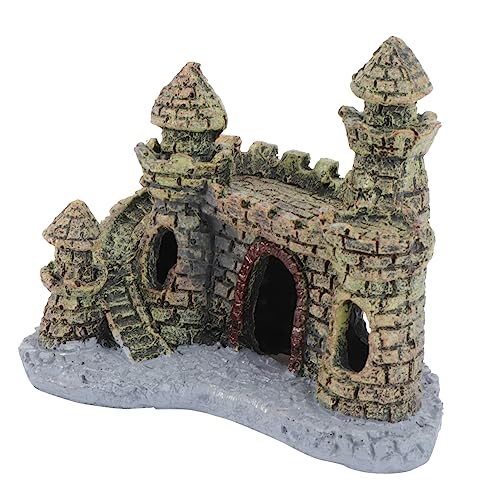 LIOOBO Antique Mini Castle Aquarium Ornament Aquatic Decoration for Freshwater Saltwater Fish Tanks Provides Hiding Spot Visual Appeal Design