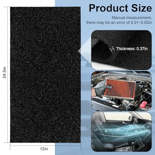 Air Filter Foam Sheet Material, 24" x 12" x 3/8" 40 PPI Filter Foam Sheet, Reusable Air Filter for Cutting and Fitting Purifier, Aquarium, Fish Tank, Air Conditioner