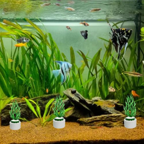 15pack Aquatic Plants Fixed Ring Set Green Aquatic Plants Fixed Rings Anti-Floating Ceramic Aquarium Plant Rings Aquarium Decoration Fish Tank Accessories