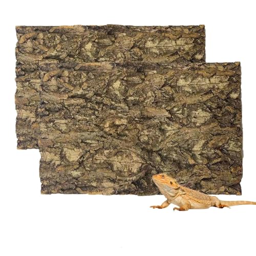 Tfwadmx 2PCS Thickened Cork Terrarium Bark Background, 11.8"x7.8" Natural Cork Bark for Reptiles Bearded Dragon Climbing Mat Reptile Climbing Wall Terrarium Background Decor for Lizard Gecko Snake - size: 2Pcs 7.87*11.81inch
