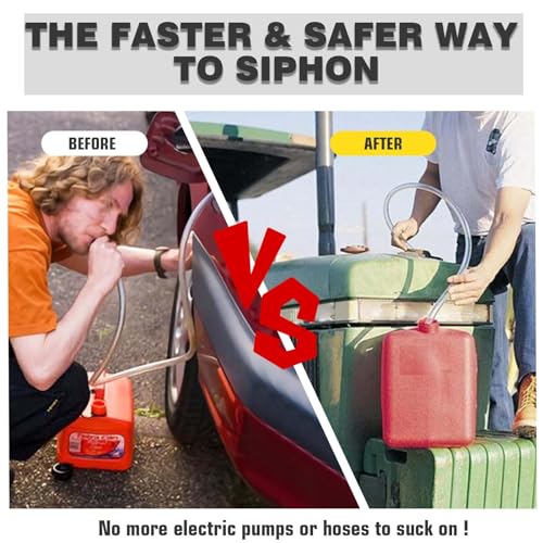 TTFLEX 10 FT Shaker Siphon Hose with 1/2'' Copper Valve, Syphon Hose for Gasoline, Oil, Diesel, Fuel, Water, Liquid Self Priming Shaker Siphon Hand Pump Tube - size: 10 FT