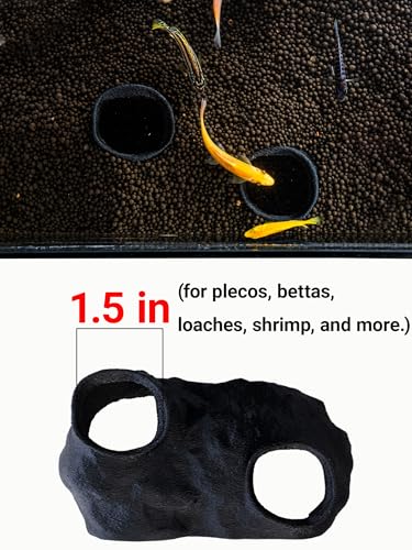 Dual-Entrance Rock-Texture Cave – Fish Tank Decor & Aquarium Cave with 2 Tunnels, Pleco Cave 6×3.4×2.3in