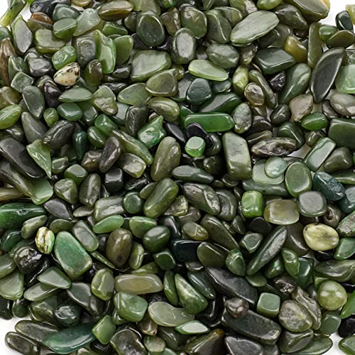 Cherry Tree Collection 1/2 Pound Polished Tumbled Gemstone Chips, Pebbles, Crystal Chips Bulk for Jewelry Making, Healing, Plants, Succulents, Aquariums, Decoration, Chakra (Nephrite Jade) - color: Nephrite