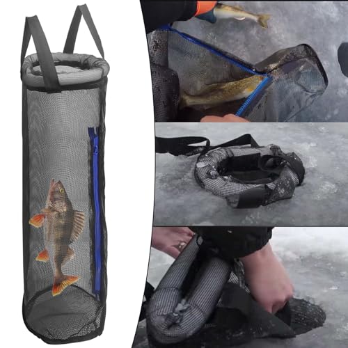 Aventik Floating Fish Basket Mesh Net Cage for Live Bait Storage Fish Raising Kayak Fishing Accessories 15.7in/40cm Height - size: 4.2 GAL-6*6*35.4inch