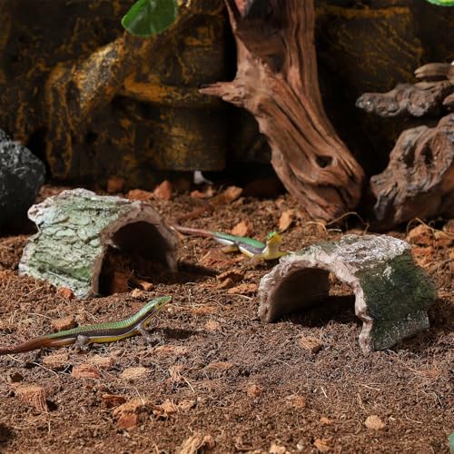 IBWell 2 Pack Aquarium Hideout Reptile Cave Betta Log Resin Hollow Tree Trunk Ornament Terrarium Tank Decoration for Fish Turtle Small Reptile - Short - size: 2.96"*2.56"*1.97"