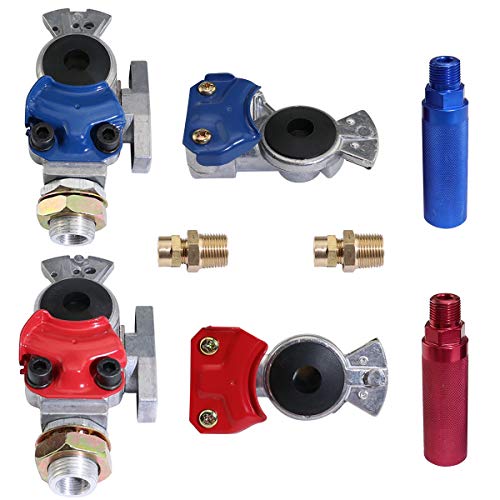Aluminum Emergency Gladhand Valve Universal Glad Hands and Air Hose Brake Coupling Service Handshake Anodized Aluminum Glad Handle for Truck Semi Trailer RVs