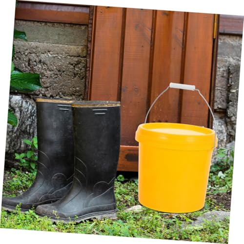 Plastic Storage Bucket with Lid Durable Food Storage Pail for Kitchen Laundry and Household Use Versatile Oil Milk and Bin Portable Design for - color: Yellow
