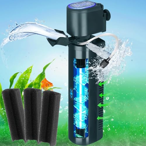 coospider-repta 200GPH Aquarium Filter, U-V for Aquarium for 20-75 Gal Tank, Submersible Pump Filter for Green Water and Algae Clean, Ultra-Silent Green Killing Machine with Fish Tank Deodorization - size: Aquarium Filter for 20-75 Gallon
