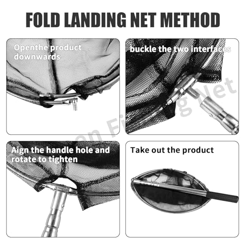Neween Fishing Net, Foldable Collapsible Telescopic Fish Landing Net, Durable Nylon Material Mesh Landing Net for Easy Catching or Releasing for Trout - style: 61.4" Full Extended (Telescopic Pole)