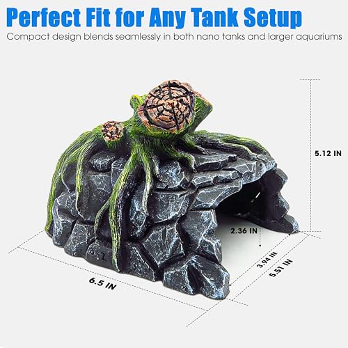 Aquarium Decor, Betta Fish Tank Accessories with Plants, Turtle Tank Decorations, Large Aquarium Ornaments, Fish Hideout, Decorative Accessories for Freshwater & Saltwater Tanks (Tree cave) - color: Tree Cave