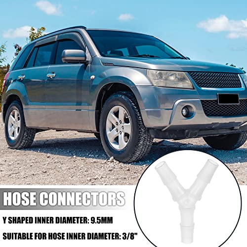 X AUTOHAUX 4 Pcs 3/8" Y Shaped Hose Barb Y Barbed Tube Pipe Fitting PP Translucent for Car