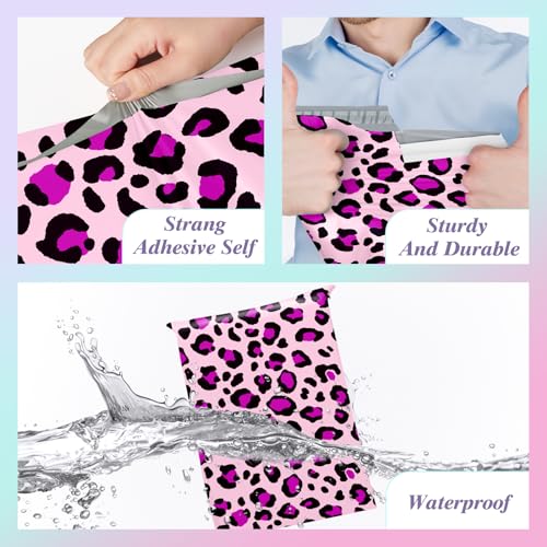 Fuxury Poly Mailers 10x13 Inch 50pc,Sturdy Shipping Bags for Clothes,Self Adhesive Mailing Shipping Envelopes,Waterproof Mailers Poly Bags,Colorful Packaging Bags for Small Business Pink Leopard Print - color: Leopard, size: 10x13'' 50pcs