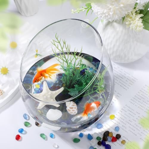SUREAM Fish Gravel for Aquarium Decorations, Decorative Glass Stones for Vases, Substrate for Planted Aquarium, Glass Pebbles for Vases, Potted Plants, Fairy Garden(Colorful) - color: Colorful