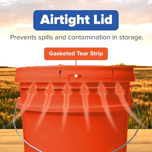 ePackageSupply 5 Gallon Plastic Bucket with Airtight Lid | Food Grade Bucket | BPA-Free | Heavy Duty 90 Mil All Purpose Pail | One 12" Rubber Mallet & One Lid Opener Included | 6 Pack - color: Orange, size: 6 Packs
