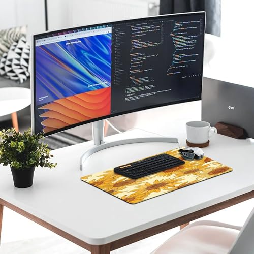 XXL Gaming Mouse Pad Sunflower Vintage Flower XXL Gaming Mouse Pad Large Desk Mat Protector for Desktop, Anti-Slip Rubber Extended Computer Keyboard Mat Writing Pad, 11.8 * 27.5 in,B-1484 - color: B-1484, size: 11.8*27.5 In