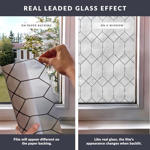 Old English Window Privacy Film by Artscape - Textured Leaded Glass Design, Static Cling, Allows Natural Light in, UV Protection, Phthalate and BPA Free, Made in USA - 36 x 72 Inch - color: Old English