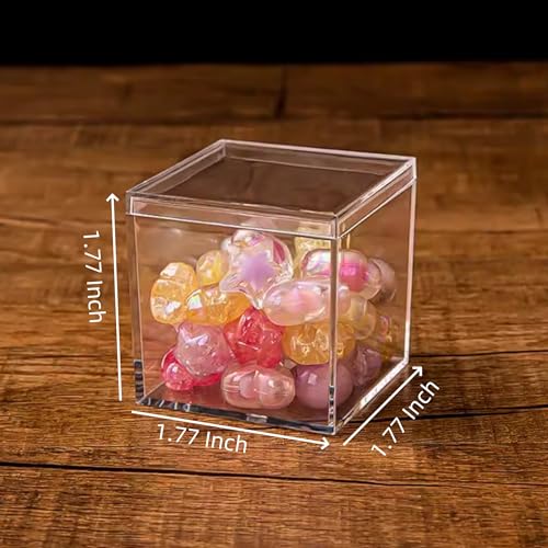 Acrylic Box Small Clear Box with Lid Jewelry Storage Boxes Acrylic Square Cube for Candy - size: 1.8 x 1.8 x 1.8 Inch