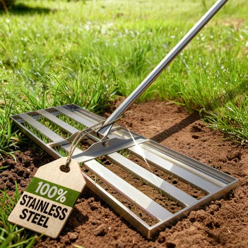 Oris Garden® Lawn Leveling Rake 36 inch - Ground Leveler for yard, sand, soil, grass - Dirt leveling tool, heavy duty stainless steel rakes for golf, grading, gravel, pool seeding, levelling (36 inch) - style: 36" Leveling Rake