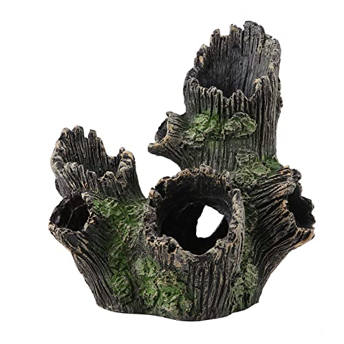 Tyenaza Aquarium Driftwood Decoration, Driftwood Resin Crafts Ornament for Aquarium Decoration Fish Tank Wood with Holes & Aquarium Caves Fish Tank Wood Decor(ST-004A) - color: St-004a