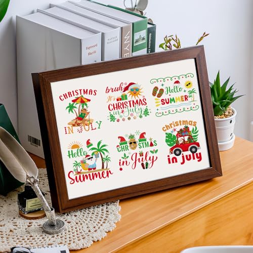 Christmas in July UV DTF Stickers - 20 Sheets Hello Summer Beach Surfing UV DTF Cup Wraps for 16 20 oz Glass Water Bottle, Elk Gnome Transfer Stickers DIY Coffee Mug Craft Decals Decor Gift for Women - style: Christmas