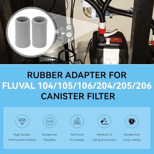 Magluv 2 Pack Rubber Adapter for Fluval Ribbed Hosing 104/105/106/204/205/206, Aquarium Tubing Connectors for Fluval Rubber Hose Connector Fluval 206 Replacement Parts, A20016