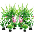 QUOZUO Aquarium Decor, 10pcs Fish Tank Decorations Aquarium Plants, Green Fish Tank Accessories, Mini Fish Tank Plants Plastic Decoration for Aquariums