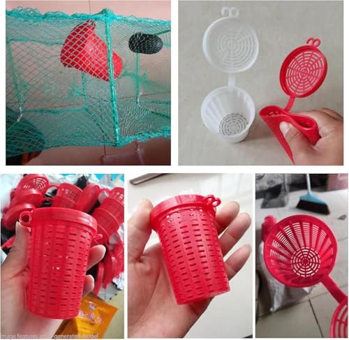 10-Pack Large Plastic Fishing Bait Cage Traps with Feeder Holder Box, Basket & Barrel Case - Bait Keeper for Shrimp, Earthworm, Crab, Minnow, Crawfish, Carp, Catfish in Cast Nets & Tackle Kit