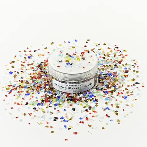 Multiple Color Mixing Crushed Glass Chips,Glitter Fine Sand,Irregular Iridescent Piece,Broken Glass for DIY Jewelry Resin Art Making Or Vase Filling Gem Painting Home Decoration(100g) - color: Multicolor