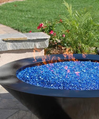 NUPICK 10 lb Reflective Fire Glass, 1/2 Inch, Fit for Fire Pit & Fireplace, Blue - color: Blue, size: 10 Pound (1/2")