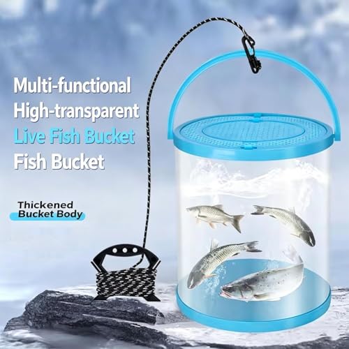 Catch Plastic Beach Aquarium Kit,Release Aquarium Box for Beach with 19.7ft Rope,Fun Travel Portable Fish Transport Container,Clear Fish Bucket,Beaches Vacation Essentials for Kids - color: Blue