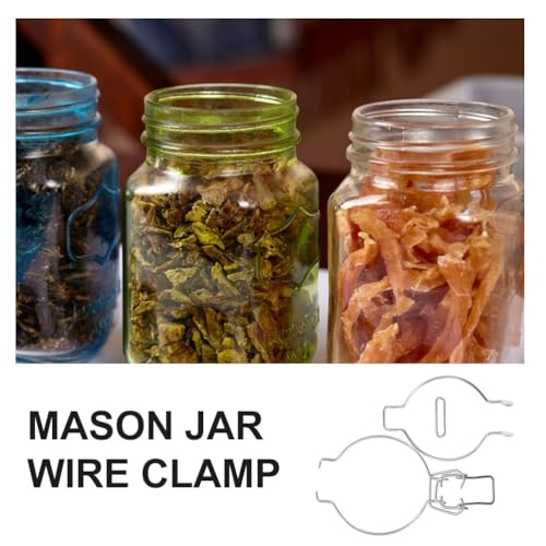 12Pcs Stainless Steel Wire Clamp Sealed can Buckles for Wide Mouth Jars with Unique Spring Design Leak Prevention for Kitchen Food Storage