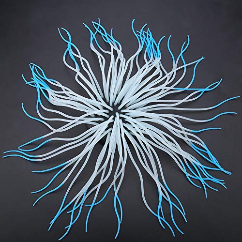 AYNEFY Simulation Artificial Silicone Sea Anemone Decor,Aquarium Luminous Ornament Fluorescent Sea Anemone Decoration for Fish Aquarium Landscaping Decor - color: Blue
