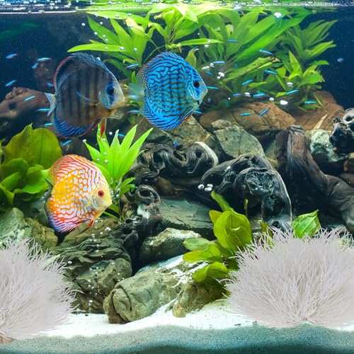2pcs Aquarium Plants Decorations Artificial Fish Tank Plants Fish Tank Decorations Plastic Fishes Tanks Accessories Small Large Aquarium Decoration Plastic Artificial Plant(White) - color: White