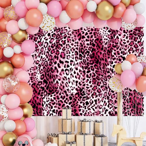 Leopard Wall Backdrop 12x8 FT Pink Cheetah Print Backdrops Animal Pattern Background for Photography Cheetah Birthday Party Decorations Photo Booth Prop Supplies - color: Pink, size: 12x8 FT