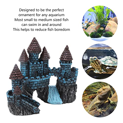 Resin Castle Aquarium Decorations,Hideout Castle House Cave Stone Head Aquarium Ornament,Fish Tank House Decor for Freshwater Saltwater