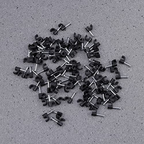 UKCOCO 100pcs Black Plastic Cable Clips for Cord Organization Wall Fasteners for Home to Install Wire Fixers for Power Cords and Phone Lines