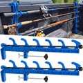 2 Sets Truck Bed Fishing Rod Holder, Holds 4 Rods, Fits 2.36" Thick Rails, Easy Install Kayak & Fly Rod Storage Rack - color: Blue, style: 6 Holes