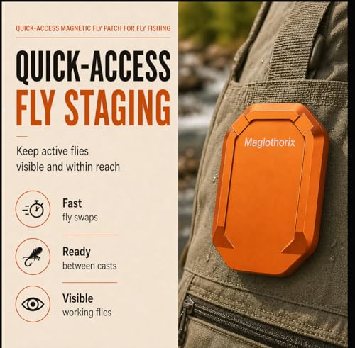 Fly Fishing Accessories Magnetic Fly Patch for Fly Fishing, Quick-Access Holder, Aluminum Card-Style Backplate, Easy Pickup with Wet Hands for Vest, Chest Pack, Waders,or Hat - color: Orange