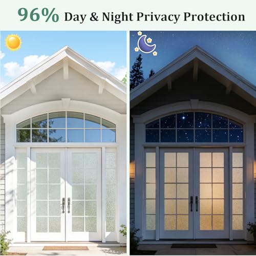 Frosted Glass Window Privacy Film with 4 Tool, Reeded Glass Window Privacy Film Brown